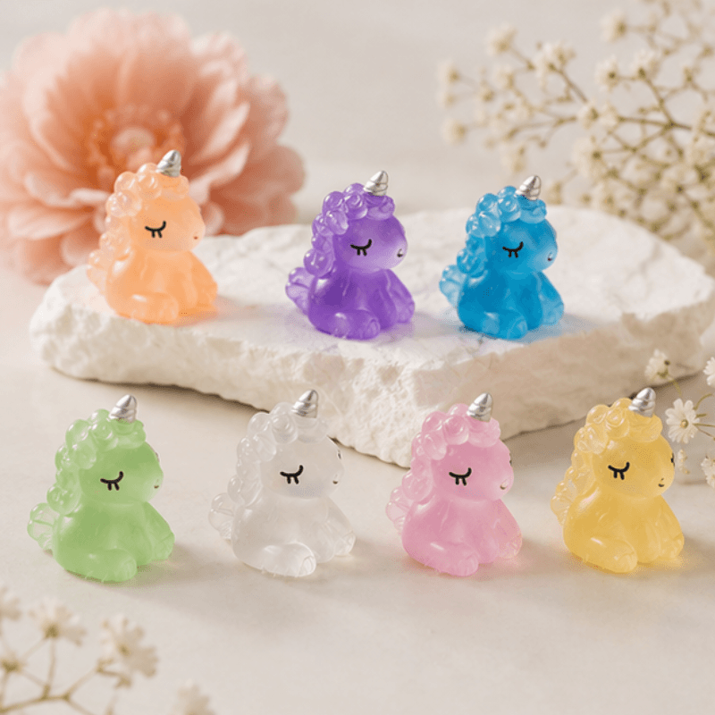 Glow-in-the-Dark Translucent Sleeping Unicorn Miniature