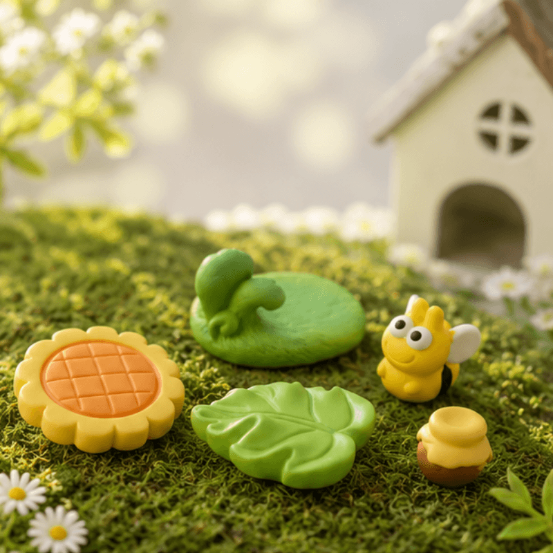 Miniature Buzzing Honey Bee & Garden World Set (5 Pc) | DIY Charms
