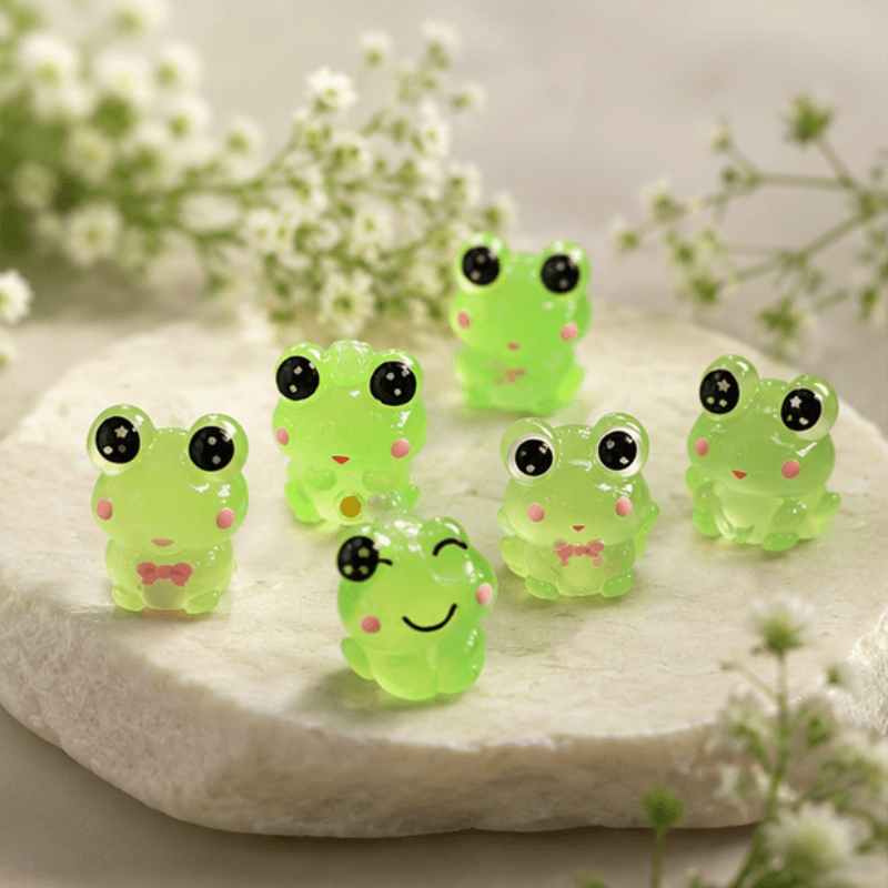 Glow-in-the-Dark Kawaii Frog Expressions Miniatures – Set of 6