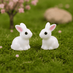 Miniature Sitting White Rabbits | DIY Terrarium & Desk Accents