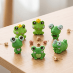Miniature Crowned & Quirky Frog Figurines (Set of 6) | Playful Water Garden Decor