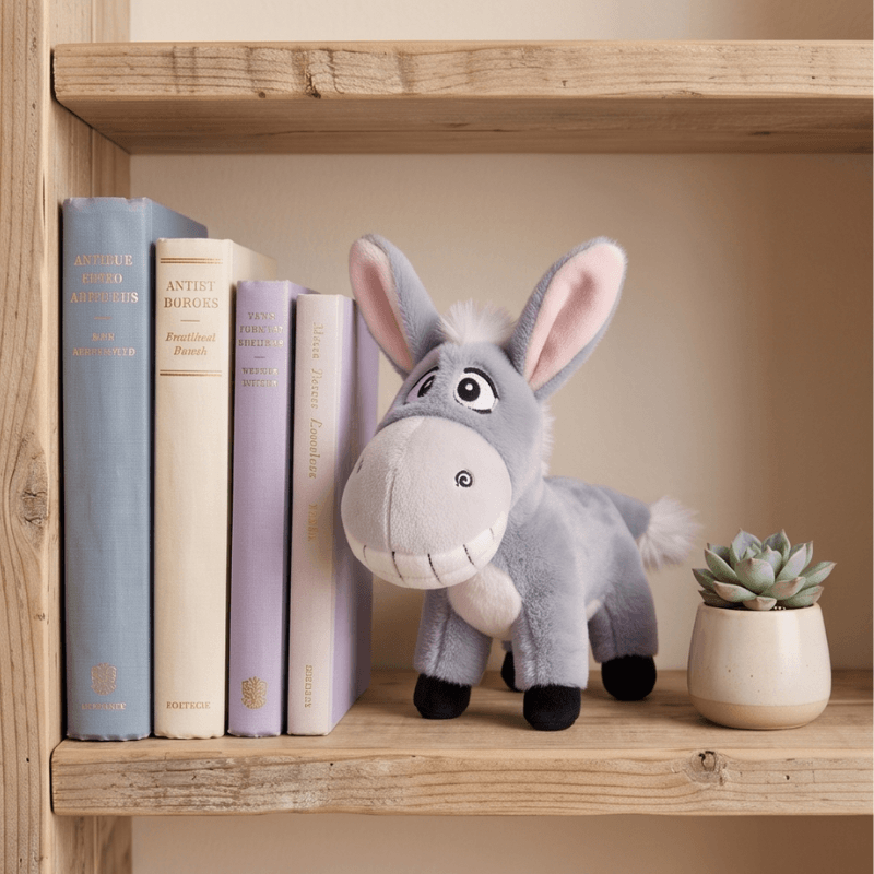 Miniature Smiling Donkey Plush Toy | Cute Desk & Shelf Companion