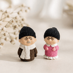 Miniature Cozy Winter Elderly Couple Figurines (Pair) | Cute & Sweet Tabletop Decor & Gift