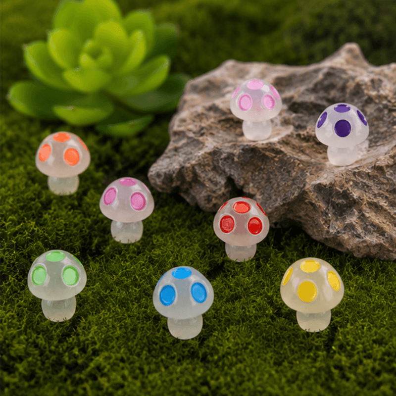 Glow-in-the-Dark Translucent Mini Mushroom Figurine
