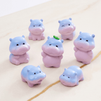 Pastel Blue-to-Pink Gradient Baby Hippo Miniatures - Set of 6