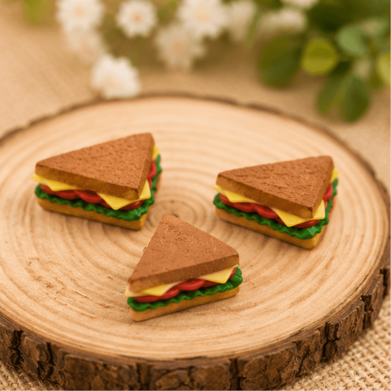 Realistic Miniature Deli Club Sandwich Figurine - Dollhouse & Craft Prop