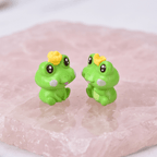 Miniature Crowned & Quirky Frog Figurines (Set of 6) | Playful Water Garden Decor