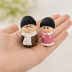 Miniature Cozy Winter Elderly Couple Figurines (Pair) | Cute & Sweet Tabletop Decor & Gift