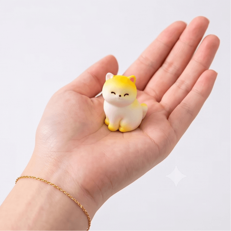 Miniature Sleepy Round Kitten Figurines (Set of 8) | Cat Desk & Shelf Decor