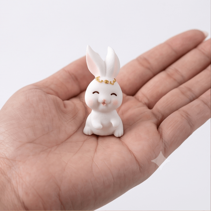 Miniature Bunny Family Gathering Figurines (Set of 4) | Cozy Dollhouse & Tabletop Accent