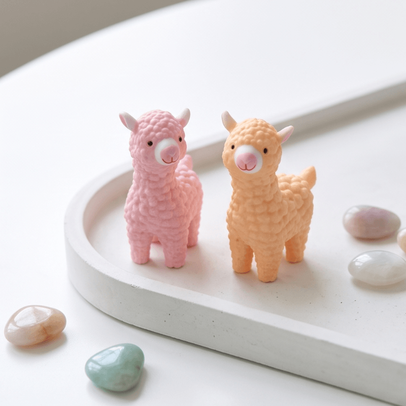Miniature Pastel Alpaca Sheep Figurines | Kawaii Desk & Planter Decor