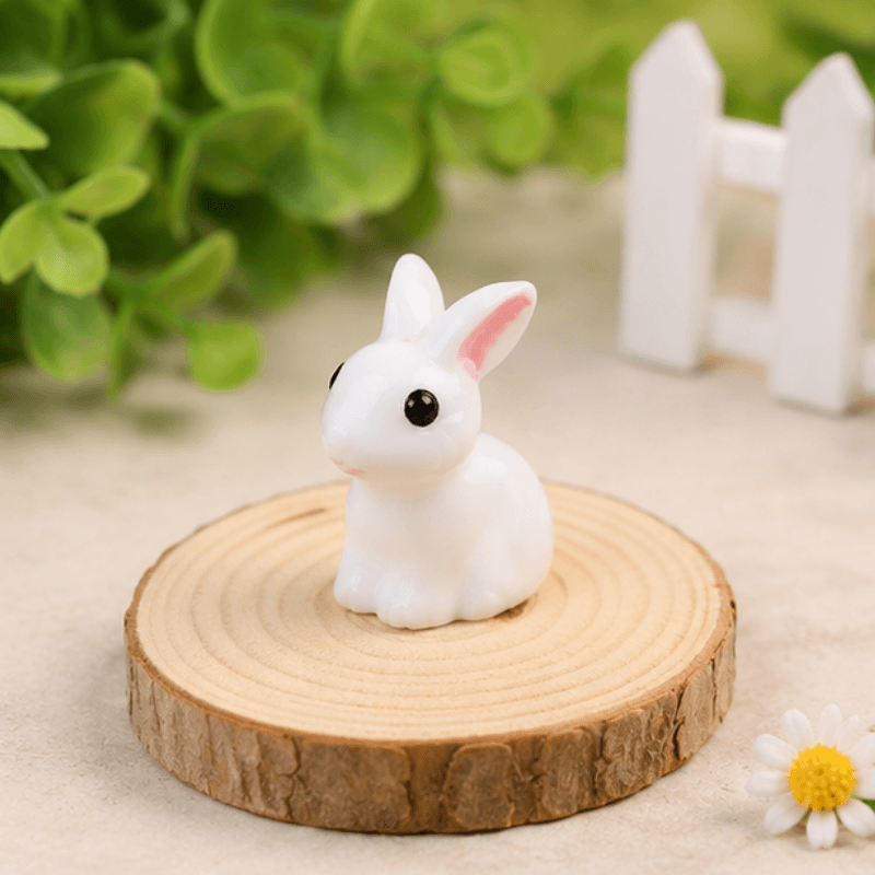 Miniature Sitting White Rabbits | DIY Terrarium & Desk Accents