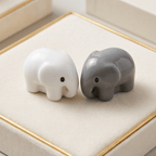 Minimalist Chubby Baby Elephant Miniatures – Set of 2 (Grey & White)