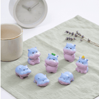 Pastel Blue-to-Pink Gradient Baby Hippo Miniatures - Set of 6