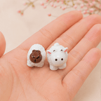 Miniature Fluffy Flock Sheep Tiny Resin Figurines (Set of 2) | Fairy Garden & Micro Landscape Decor