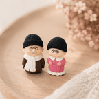 Miniature Cozy Winter Elderly Couple Figurines (Pair) | Cute & Sweet Tabletop Decor & Gift