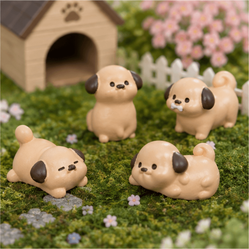 Miniature Chubby Puppy Dog Figurines (Set of 6) | Playful Mini Desk Buddies