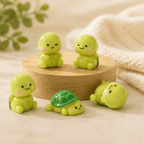 Miniature Happy Little Turtle Figurines (Set of 5) | Kawaii Desk & Terrarium Pets