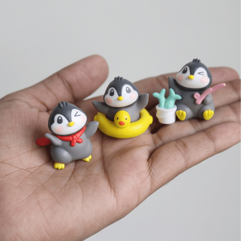 Miniature Playtime Party Penguin Figurines (Set of 6) | Whimsical Tabletop Decor