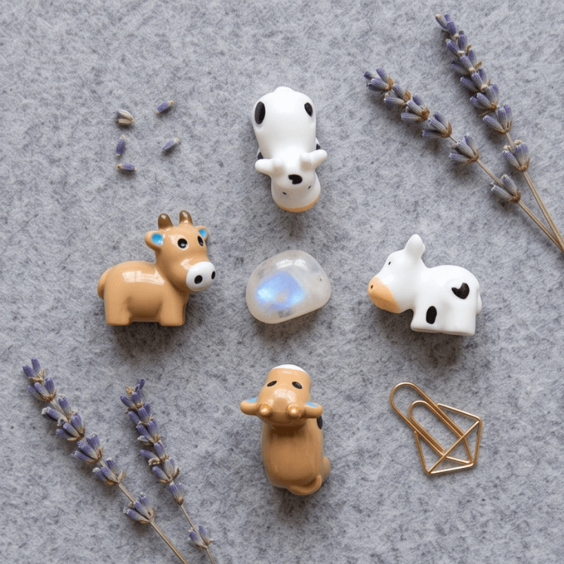 Miniature Stylized Farm Cows | Stream & Countryside Micro Decor