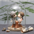 Sweet Boy & Girl Seating Couple Miniature (Set of 2)
