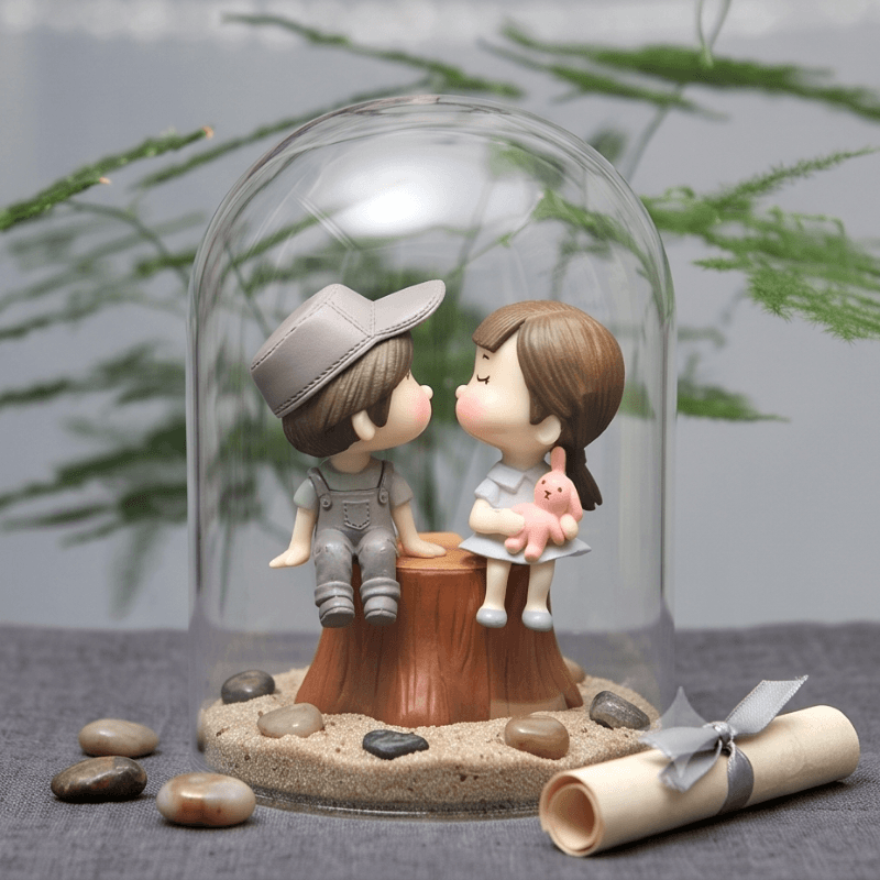 Sweet Boy & Girl Seating Miniature Set - 2 Pieces Set