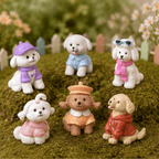 Miniature Fashion Dress-Up Dog & Poodle Figurines (Set of 6) | Chic Dollhouse Pets