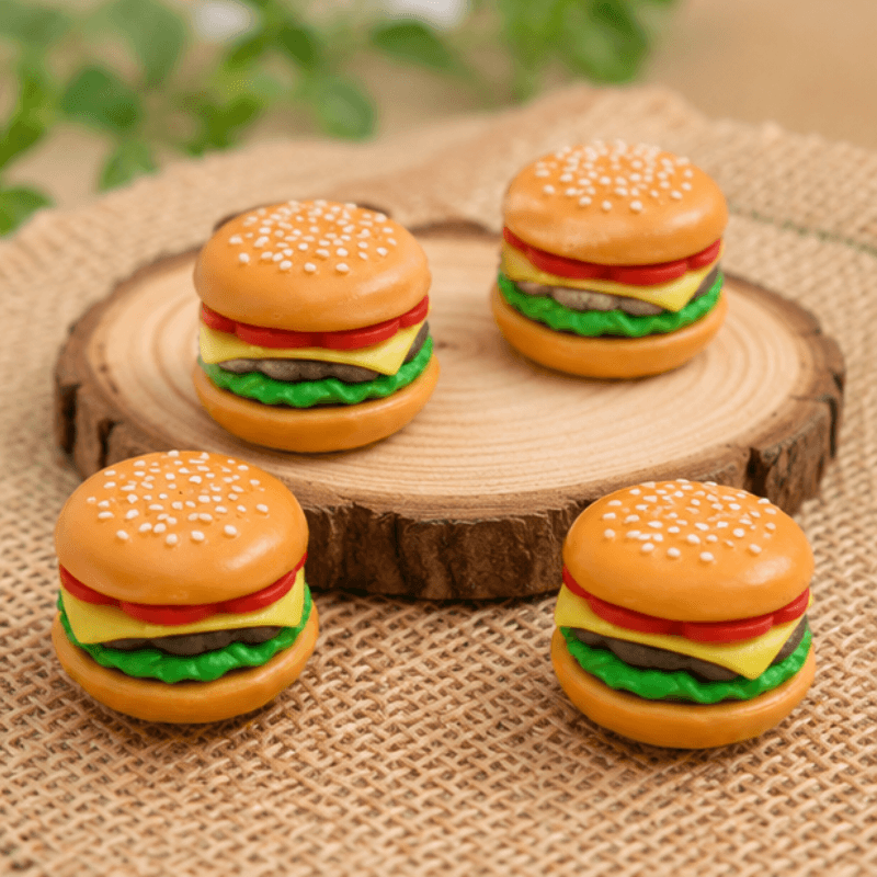 Realistic Miniature Cheeseburger Figurine - Dollhouse Fast Food Prop & Craft Accessory