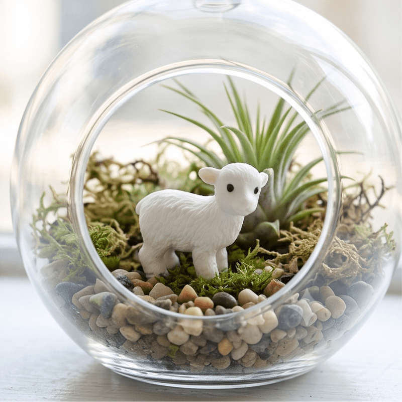 Miniature Gentle Meadow Baby Lamb Figurine | Cute Fairy Planter & Desk Decor