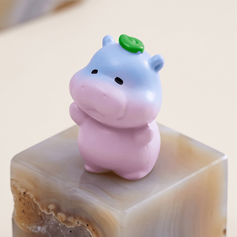 Pastel Blue-to-Pink Gradient Baby Hippo Miniatures - Set of 6