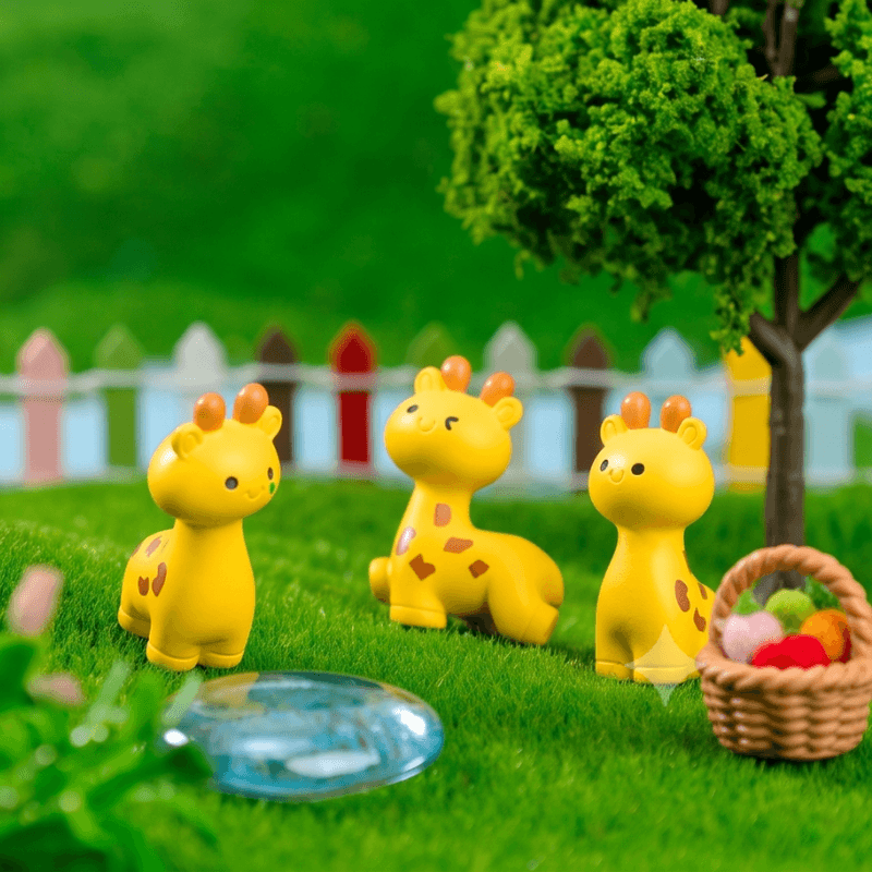 Playful Baby Giraffe Miniatures in Cute Poses - Set of 3