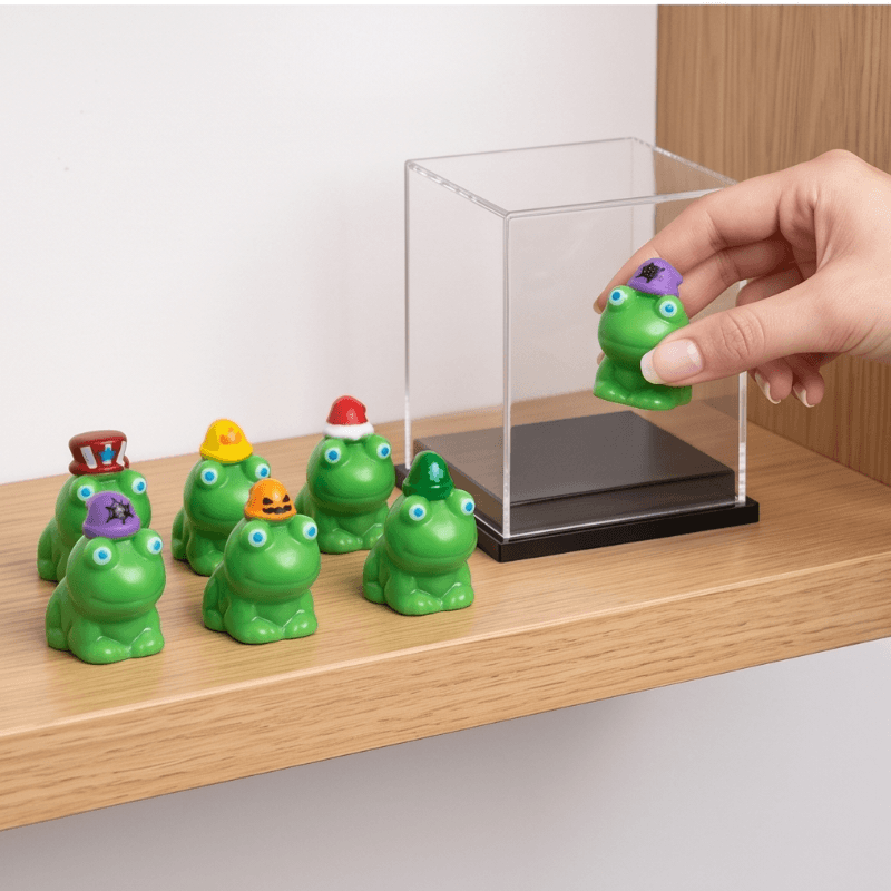 Animal Frog Miniatures with Festive Hats – Set of 7