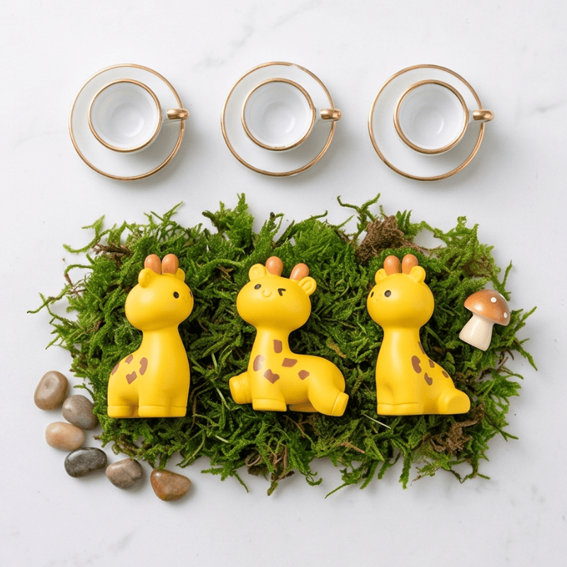 Playful Baby Giraffe Miniatures in Cute Poses - Set of 3