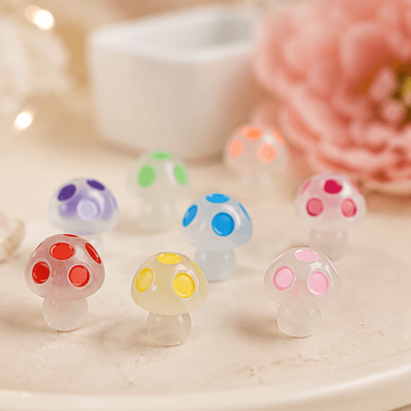 Glow-in-the-Dark Translucent Mini Mushroom Figurine