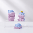 Pastel Blue-to-Pink Gradient Baby Hippo Miniatures - Set of 6