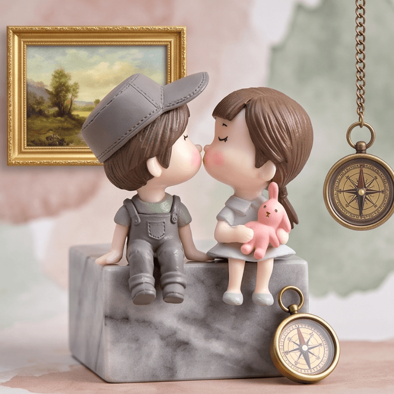 Sweet Boy & Girl Seating Miniature Set - 2 Pieces Set