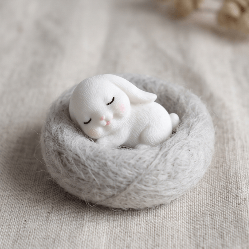 Miniature Bunny Family Gathering Figurines (Set of 4) | Cozy Dollhouse & Tabletop Accent