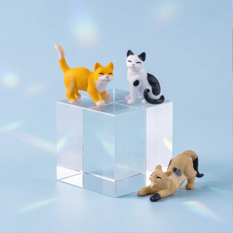 Miniature Expressive Cat Poses (Set of 6) | Realistic Feline Figurines