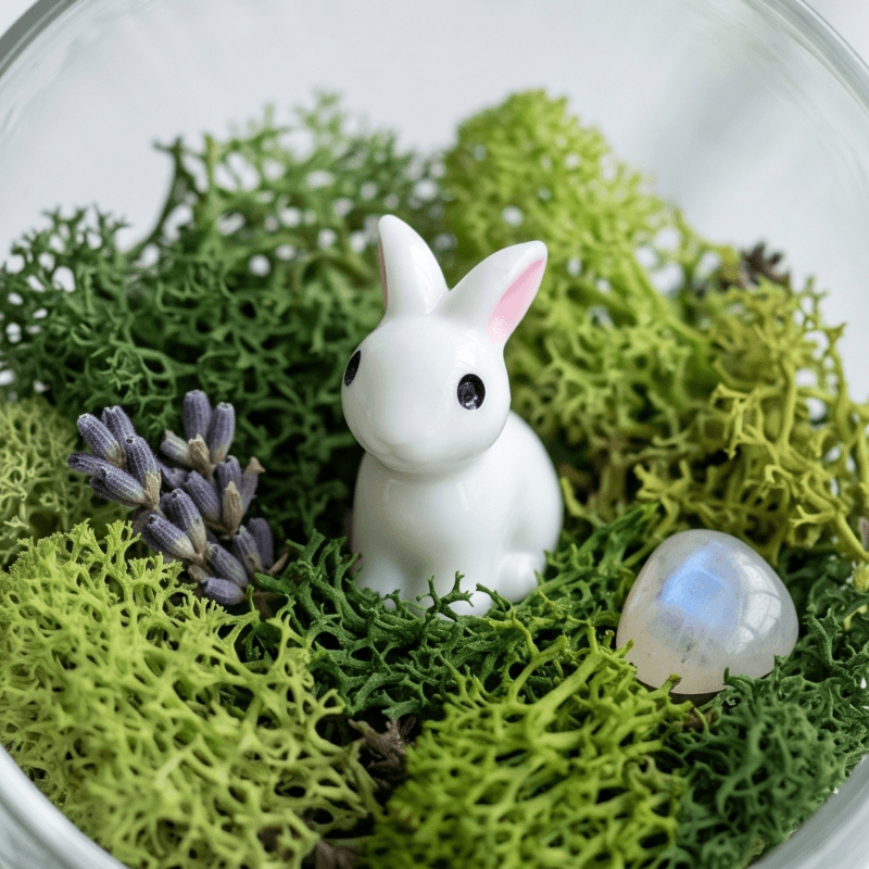 Miniature Sitting White Rabbits | DIY Terrarium & Desk Accents
