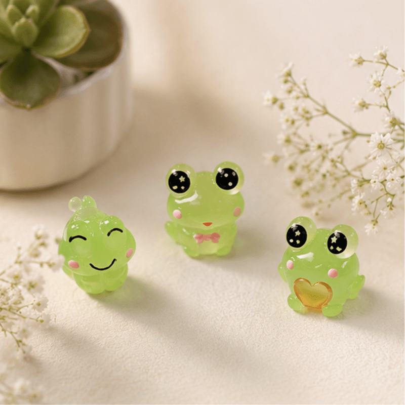 Glow-in-the-Dark Kawaii Frog Expressions Miniatures – Set of 6