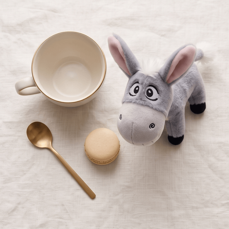Miniature Smiling Donkey Plush Toy | Cute Desk & Shelf Companion