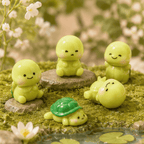 Miniature Happy Little Turtle Figurines (Set of 5) | Kawaii Desk & Terrarium Pets