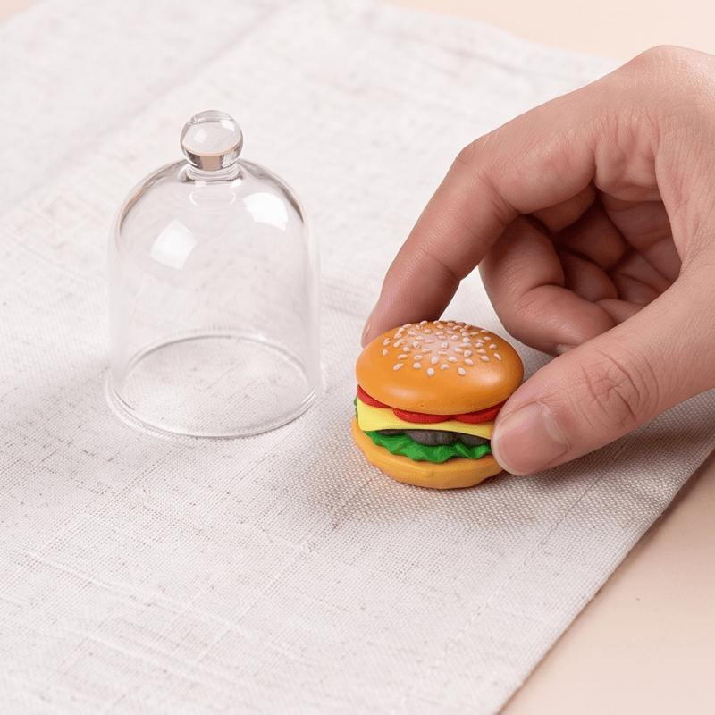 Realistic Miniature Cheeseburger Figurine - Dollhouse Fast Food Prop & Craft Accessory