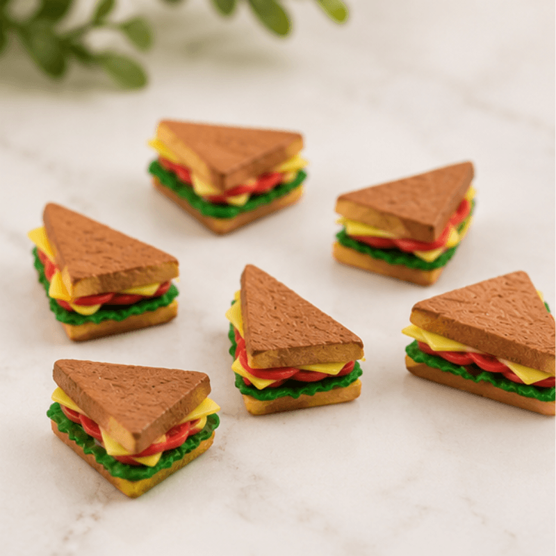 Realistic Miniature Deli Club Sandwich Figurine - Dollhouse & Craft Prop