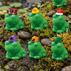 Animal Frog Miniatures with Festive Hats – Set of 7