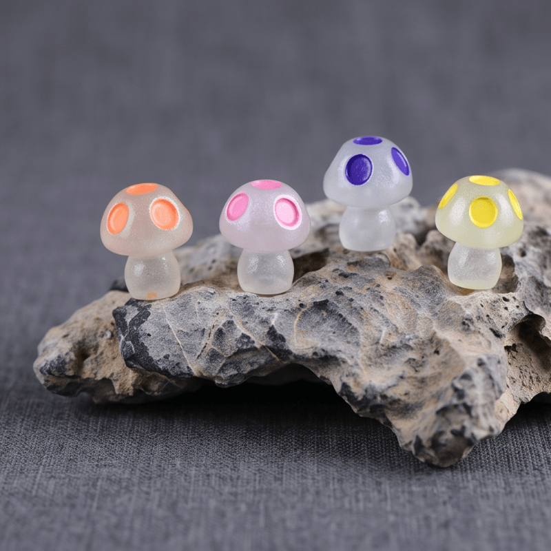 Glow-in-the-Dark Translucent Mini Mushroom Figurine