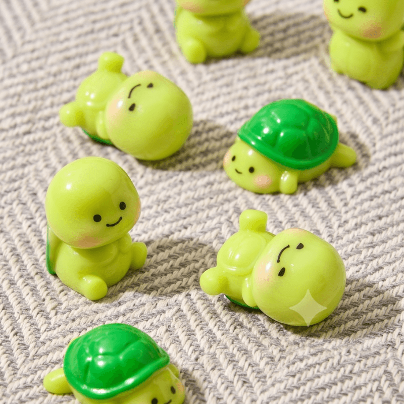 Miniature Happy Little Turtle Figurines (Set of 5) | Kawaii Desk & Terrarium Pets