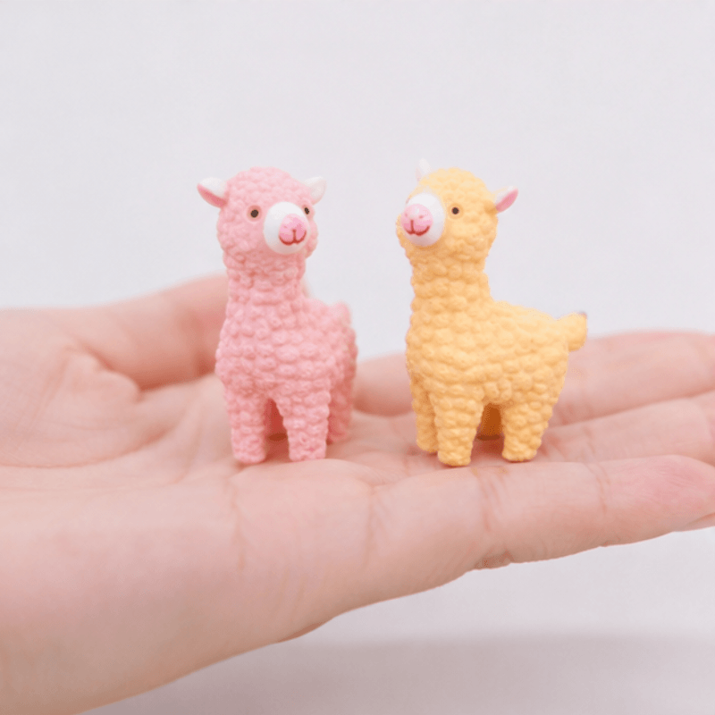 Miniature Pastel Alpaca Sheep Figurines | Kawaii Desk & Planter Decor