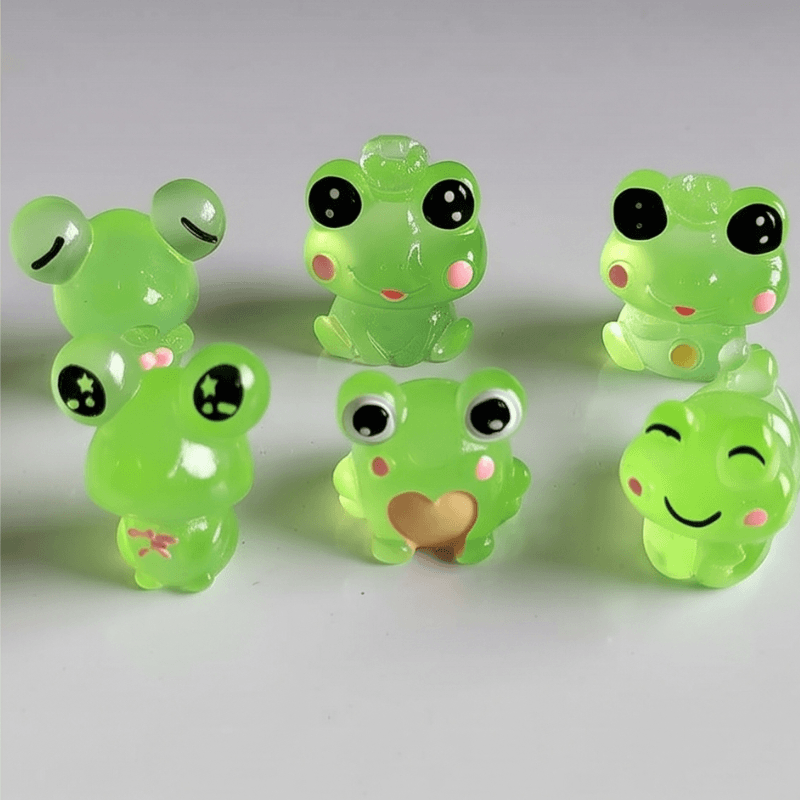 Glow-in-the-Dark Kawaii Frog Expressions Miniatures – Set of 6