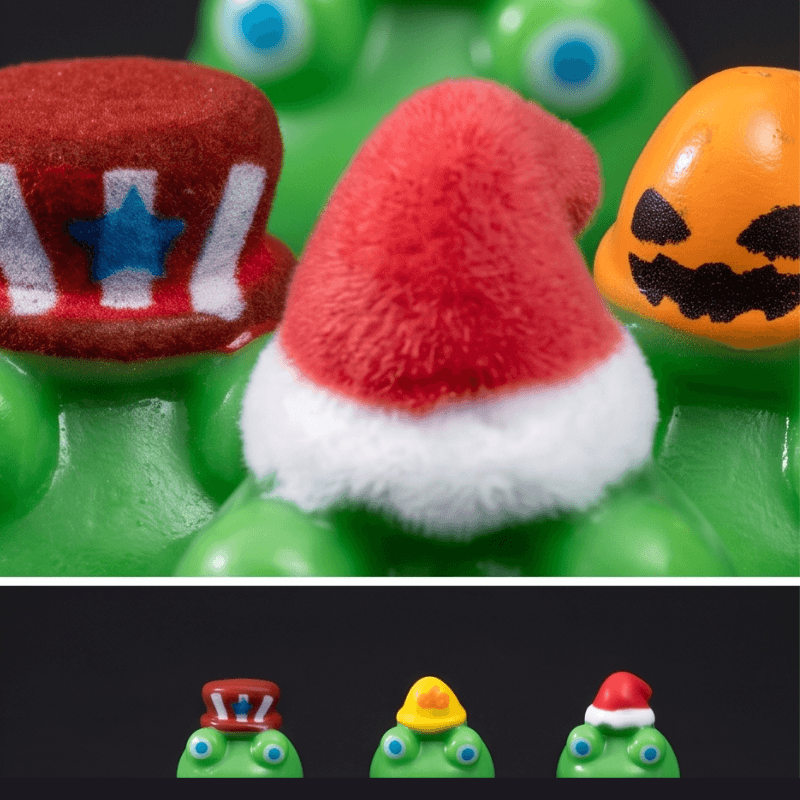 Animal Frog Miniatures with Festive Hats – Set of 7